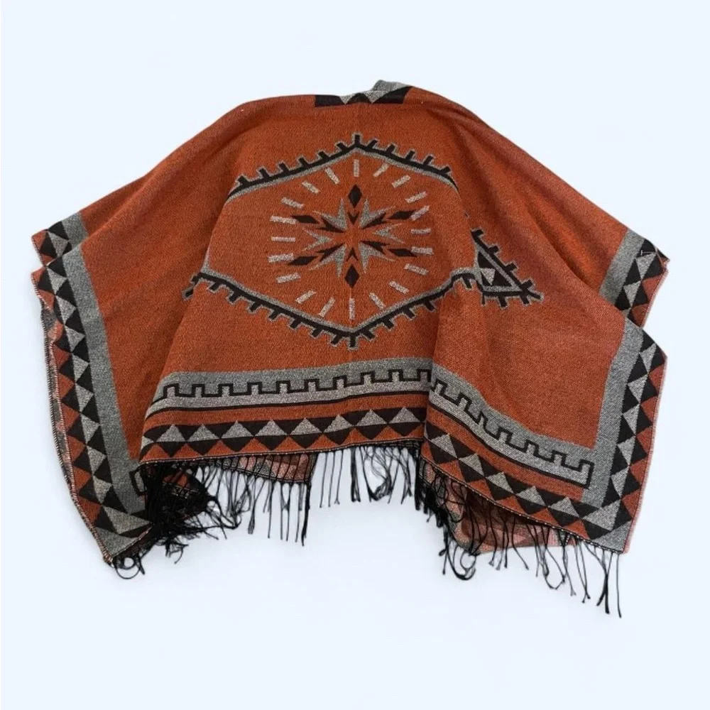 Elegant Women's Poncho Shawl Fringes by Moss Rose‎